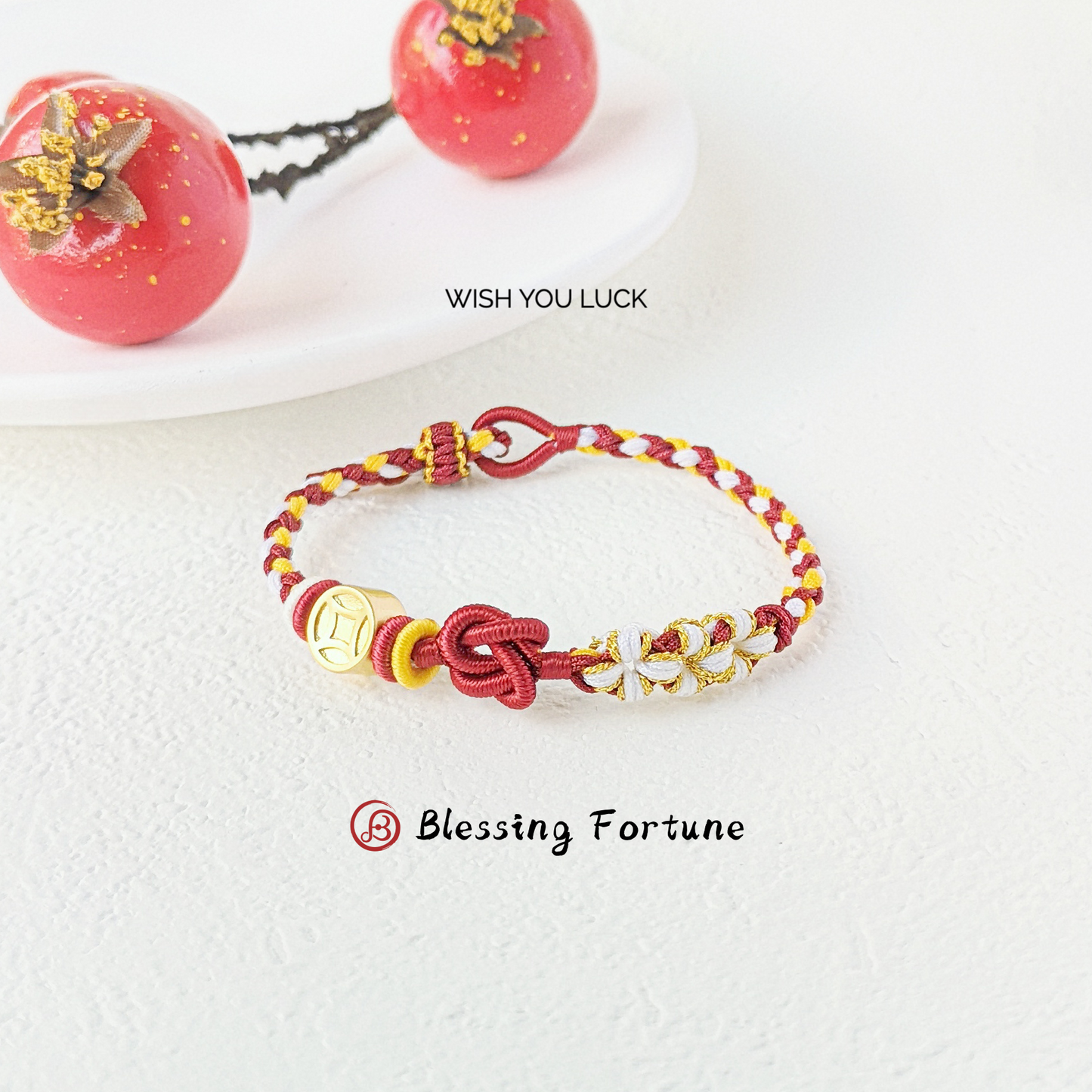 Three-color Heart-to-Heart Knot Bracelet