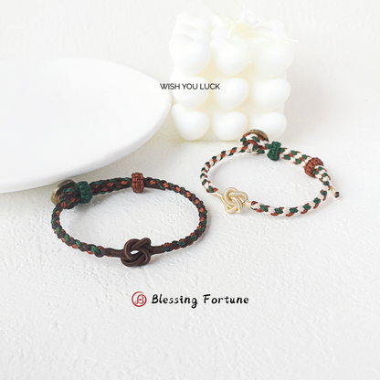Vintage Heart-to-Heart Knot Duo – Bonded Bracelet Pair